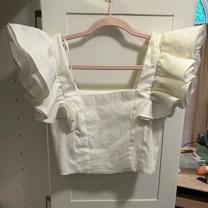 Pants store white ruffle top